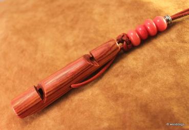 Rosenholz Doppelpfeife mit Pfeifenband