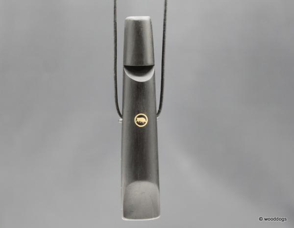 Ebenholz Doppelpfeife verdreht mit Mosaikpin Wildschwein